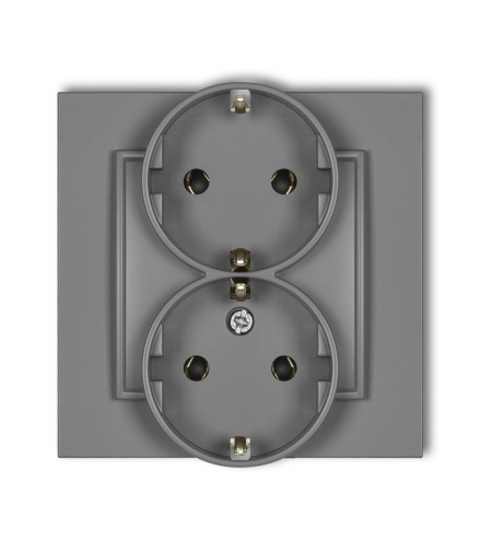 MINI Gniazdo podwójne z uziemieniem SCHUKO 2x(2P+Z) (bez przesłon torów prądowych) Karlik 27MGP-2s