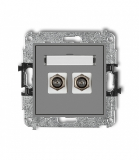 MINI Mechanizm gniazda antenowego podwójnego typu F (SAT) pozłacany Karlik 27MGF-2.1