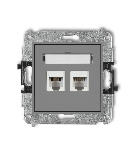 MINI Mechanizm gniazda telefonicznego podwójnego 2xRJ11, 4-stykowy, beznarzędziowe Karlik 27MGT-2