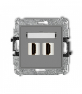 MINI Mechanizm gniazda podwójnego HDMI 1.4 Szary mat Karlik 27MHDMI-2