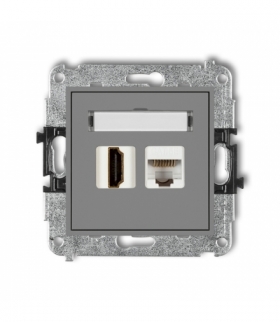MINI Mechanizm gniazda pojedynczego HDMI 2.0 + gniazda komp. poj. 1xRJ45, kat. 5e, 8-stykowy Karlik 27MGHK