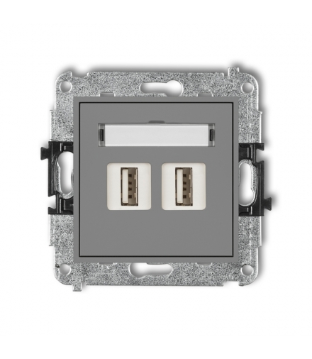 MINI Mechanizm gniazda podwójnego 2xUSB A-A 2.0 Karlik 27MGUSB-2