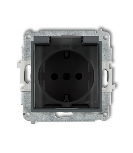 MINI Mechanizm gniazda bryzgoszczelnego z uziemieniem SCHUKO 2P+Z (klapka dymna, przesłony torów prądowych) Karlik 28MGPB-1sdp