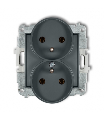 MINI Mechanizm gniazda podwójnego do ramki z uziemieniem 2x(2P+Z) (bez przesłon torów prądowych) Karlik 28MGPR-2z