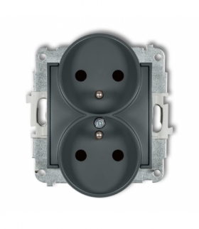 MINI Mechanizm gniazda podwójnego do ramki z uziemieniem 2x(2P+Z) (przesłony torów prądowych) Karlik 28MGPR-2zp