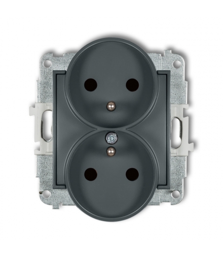 MINI Mechanizm gniazda podwójnego do ramki z uziemieniem 2x(2P+Z) (przesłony torów prądowych) Karlik 28MGPR-2zp