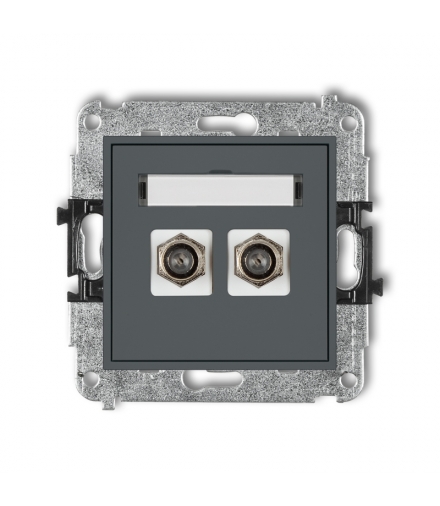 MINI Mechanizm gniazda antenowego podwójnego typu F (SAT) pozłacany Karlik 28MGF-2.1