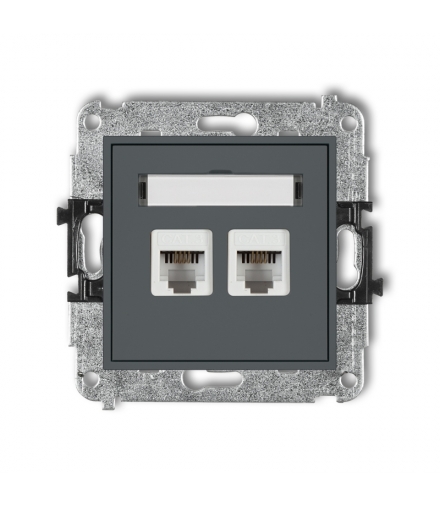 MINI Mechanizm gniazda telefonicznego podwójnego 2xRJ11, 4-stykowy, beznarzędziowe Karlik 28MGT-2