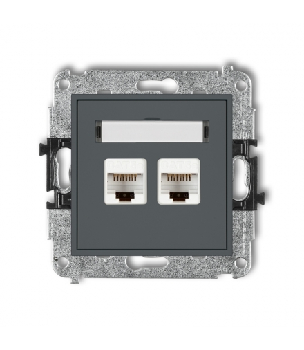 MINI Mechanizm gniazda komputerowego podwójnego 2xRJ45, kat. 5e, 8-stykowy Karlik 28MGK-2