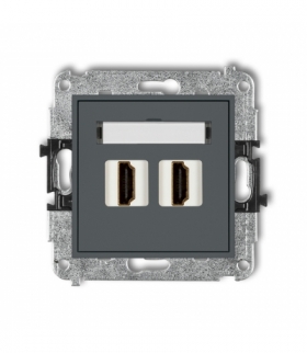 MINI Mechanizm gniazda podwójnego HDMI 1.4 Grafitowy mat Karlik 28MHDMI-2