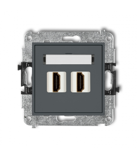 MINI Mechanizm gniazda podwójnego HDMI 1.4 Grafitowy mat Karlik 28MHDMI-2