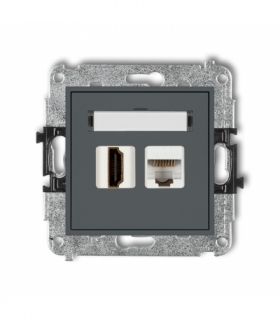 MINI Mechanizm gniazda pojedynczego HDMI 2.0 + gniazda komp. poj. 1xRJ45, kat. 5e, 8-stykowy Karlik 28MGHK