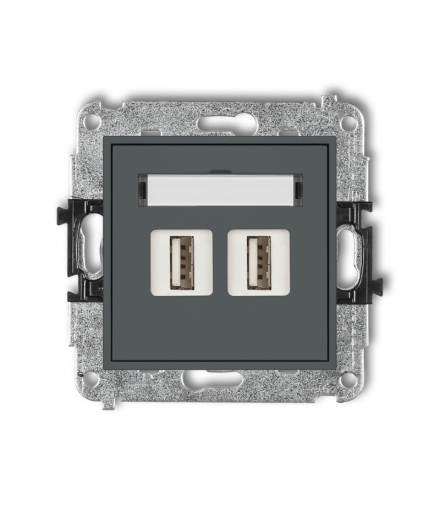 MINI Mechanizm gniazda podwójnego 2xUSB A-A 2.0 Karlik 28MGUSB-2