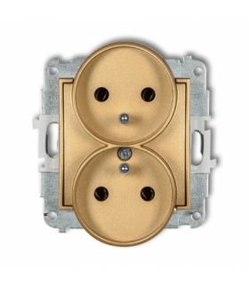 MINI Mechanizm gniazda podwójnego do ramki z uziemieniem 2x(2P+Z) (bez przesłon torów prądowych) Karlik 29MGPR-2z