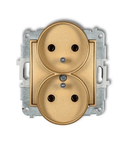 MINI Mechanizm gniazda podwójnego do ramki z uziemieniem 2x(2P+Z) (bez przesłon torów prądowych) Karlik 29MGPR-2z