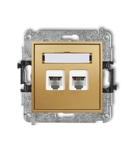 MINI Mechanizm gniazda telefonicznego podwójnego 2xRJ11, 4-stykowy, beznarzędziowe Karlik 29MGT-2