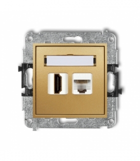 MINI Mechanizm gniazda pojedynczego HDMI 2.0 + gniazda komp. poj. 1xRJ45, kat. 5e, 8-stykowy Karlik 29MGHK