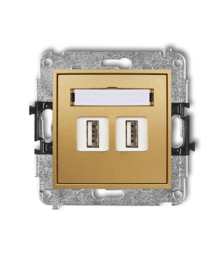 MINI Mechanizm gniazda podwójnego 2xUSB A-A 2.0 Karlik 29MGUSB-2