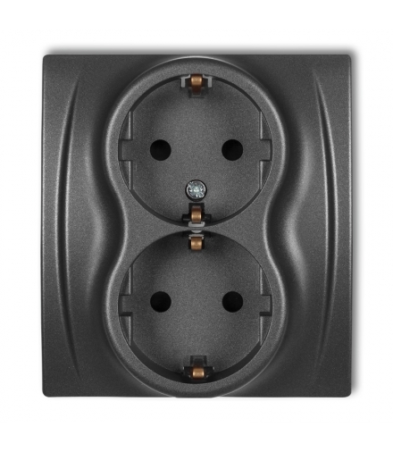 LOGO Gniazdo podwójne z uziemieniem SCHUKO 2x(2P+Z) (przesłony torów prądowych) Karlik 11LGP-2sp