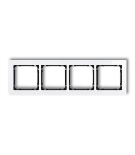 DECO Ramka uniwersalna poczwórna - efekt szkła (ramka: biała, spód: czarny) Karlik 0-12-DRS-4
