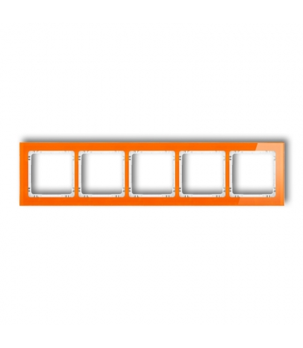 DECO Ramka uniwersalna pięciokrotna - efekt szkła (ramka: pomarańczowa, spód: biały) Karlik 13-0-DRS-5