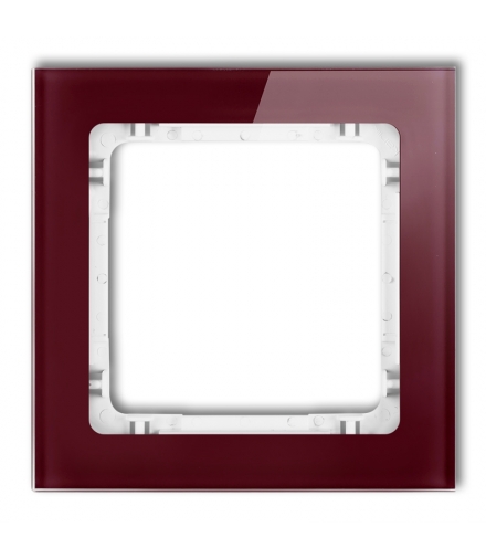 DECO Ramka uniwersalna pojedyncza - efekt szkła (ramka: bordowa, spód: biały) Karlik 14-0-DRS-1