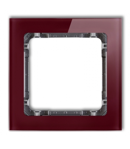 DECO Ramka uniwersalna pojedyncza - efekt szkła (ramka: bordowa, spód: grafitowy) Karlik 14-11-DRS-1
