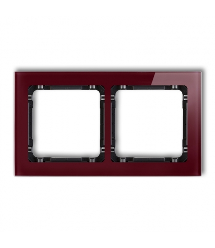 DECO Ramka uniwersalna podwójna - efekt szkła (ramka: bordowa, spód: czarny) Karlik 14-12-DRS-2