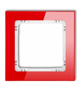 DECO Ramka uniwersalna pojedyncza - efekt szkła (ramka: czerwona, spód: biały) Karlik 17-0-DRS-1