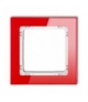 DECO Ramka uniwersalna pojedyncza - efekt szkła (ramka: czerwona, spód: biały) Karlik 17-0-DRS-1