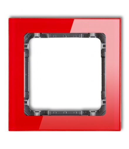 DECO Ramka uniwersalna pojedyncza - efekt szkła (ramka: czerwona, spód: grafitowy) Karlik 17-11-DRS-1