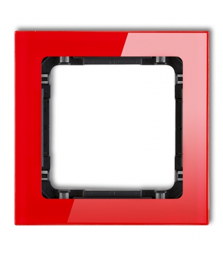 DECO Ramka uniwersalna pojedyncza - efekt szkła (ramka: czerwona, spód: czarny) Karlik 17-12-DRS-1