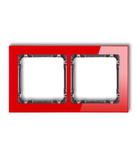 DECO Ramka uniwersalna podwójna - efekt szkła (ramka: czerwona, spód: grafitowy) Karlik 17-11-DRS-2