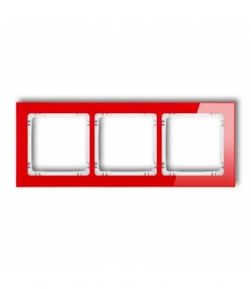 DECO Ramka uniwersalna potrójna - efekt szkła (ramka: czerwona, spód: biały) Karlik 17-0-DRS-3