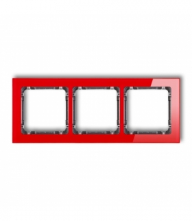 DECO Ramka uniwersalna potrójna - efekt szkła (ramka: czerwona, spód: grafitowy) Karlik 17-11-DRS-3