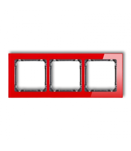 DECO Ramka uniwersalna potrójna - efekt szkła (ramka: czerwona, spód: grafitowy) Karlik 17-11-DRS-3