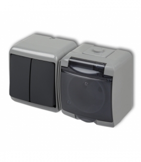 JUNIOR Łącznik świecznikowy z gniazdem pojedynczym z uziemieniem 2P+Z (klapka dymna, bez przesłon) Karlik 30WGHH-2d