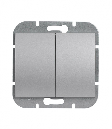 Onyx Wyłącznik 2-klawiszowy instalacyjny p/t 10A, 250V, świecznikowy WP-2O SREBRNY Abex 9002196