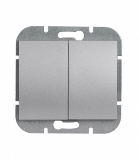 Onyx Wyłącznik 2-klawiszowy instalacyjny p/t 10A, 250V, świecznikowy, podświetlany WP-2OS SREBRNY Abex 9002253
