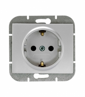 Onyx Gniazdo wtyczkowe pojedyncze p/t 2p+Z 16A, 250V, SCHUKO PT-17O SREBRO Abex 9002305