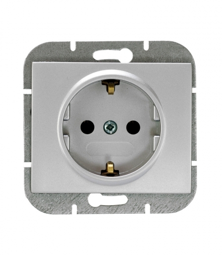 Onyx Gniazdo wtyczkowe pojedyncze p/t 2p+Z 16A, 250V, SCHUKO PT-17O SREBRO Abex 9002305