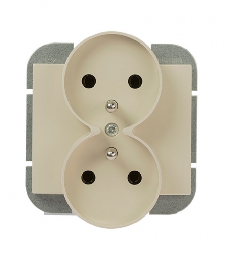 Onyx Gniazdo wtyczkowe podwójne p/t 2x2p+Z 16A, 250V DO SYSTEMU RAMKOWEGO PT-6OR BEŻOWY Abex 9002283