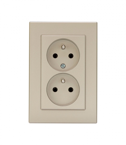Onyx Gniazdo wtyczkowe podwójne 2x2p+Z 16A, 250V komplet PT-6OW SATYNA Abex