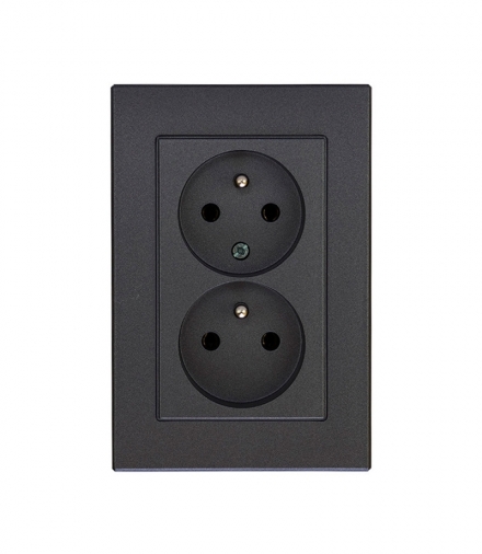 Onyx Gniazdo wtyczkowe podwójne 2x2p+Z 16A, 250V komplet PT-6OW ANTRACYT Abex