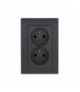 Onyx Gniazdo wtyczkowe podwójne 2x2p+Z 16A, 250V komplet PT-6OW ANTRACYT Abex