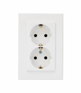 Onyx Gniazdo wtyczkowe podwójne 2x2p+Z 16A, 250V komplet PT-7O BIAŁY Abex