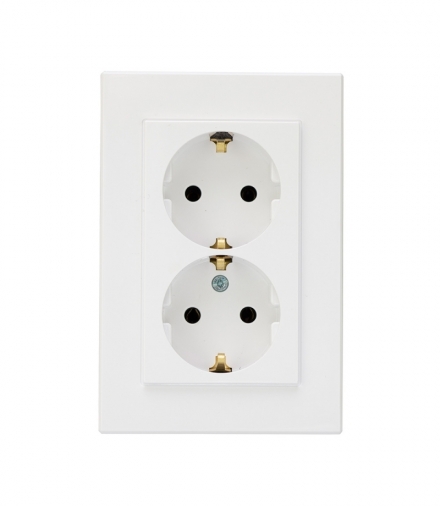 Onyx Gniazdo wtyczkowe podwójne 2x2p+Z 16A, 250V komplet PT-7O BIAŁY Abex
