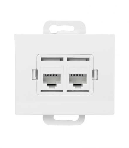 Onyx Gniazdo RJ45 komputerowe podwójne nieekranowane 5Cat RJ45 - 5CAT/O2 N BIAŁY Abex 9002333