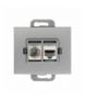 Onyx Gniazdo TV pojedyncze typu F + RJ45 komputerowe pojedyncze nieekranowane 6Cat TVF/F+RJ45/0 SREBRNY Abex 9002690