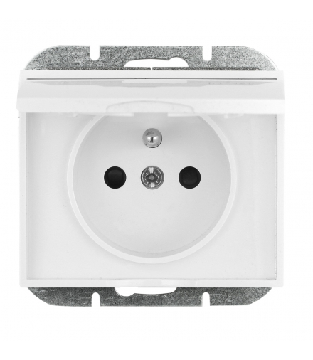 Onyx Gniazdo wtyczkowe pojedyncze p/t 2p+Z 16A, 250V, bryzgoodporne z klapką w kolorze wyrobu (LH) PT-16OH BIAŁY Abex 9002287